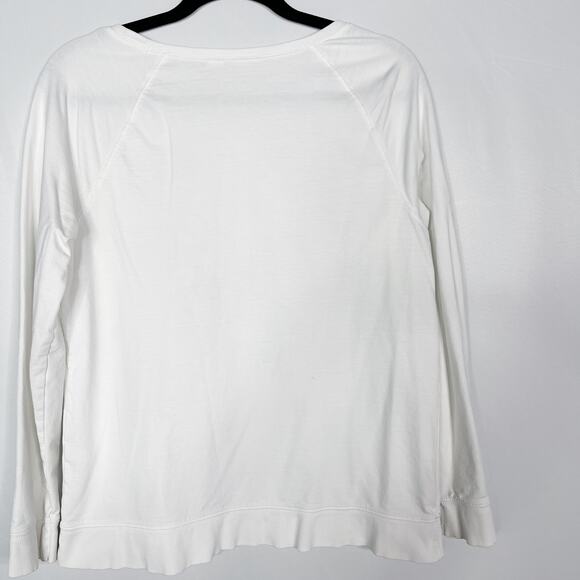 Chicos Weekend Size 1 Medium M White Gray Floral Embellished Pullover Sweater - Picture 2 of 8